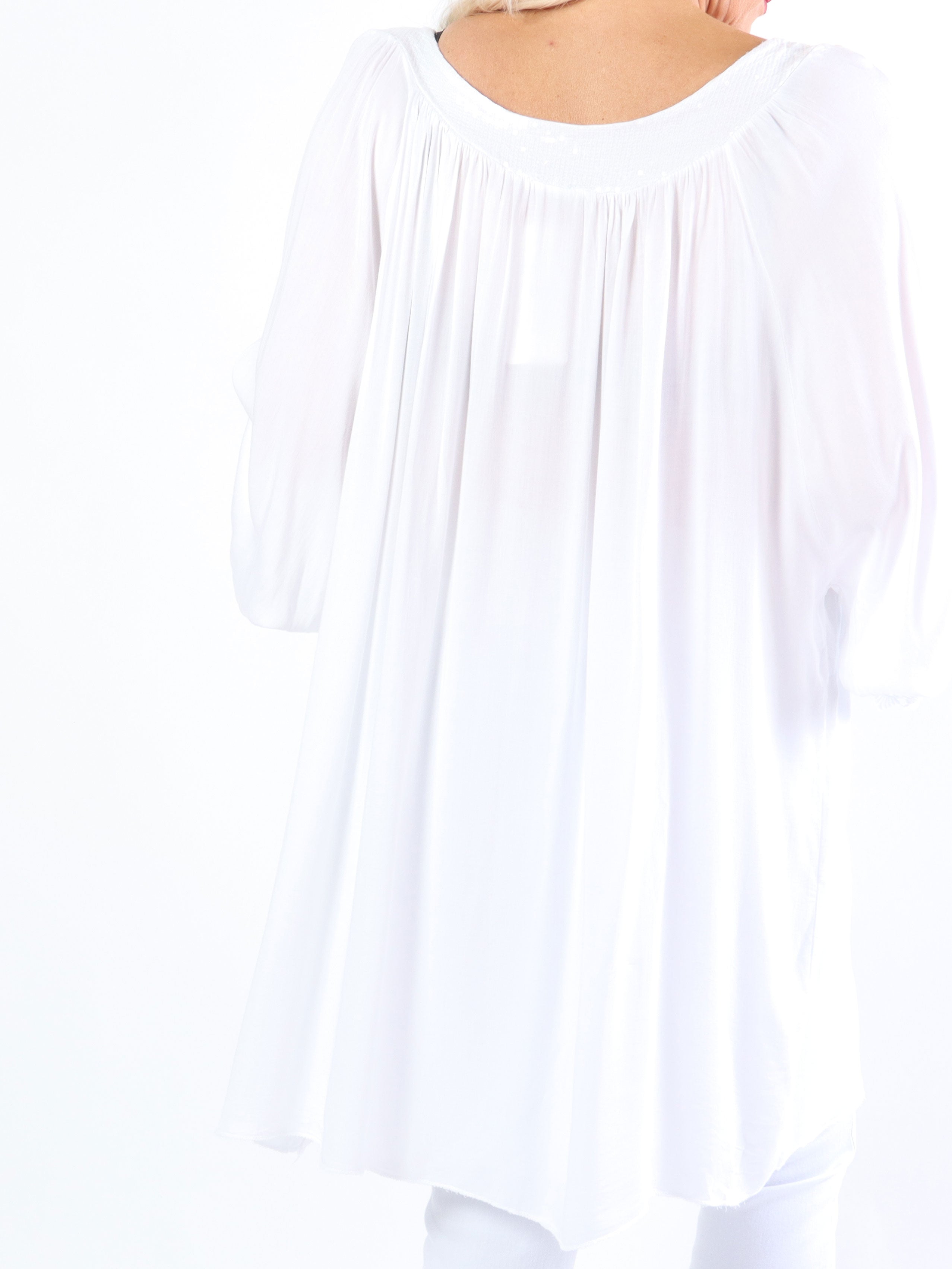 Dolores - Plus size tunikakjole med pailletter og broderinger